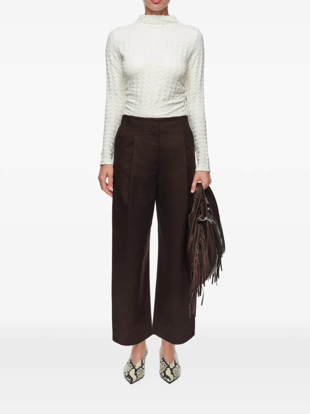 BIMBA Y LOLA Straight broek met figuurnaden Bruin