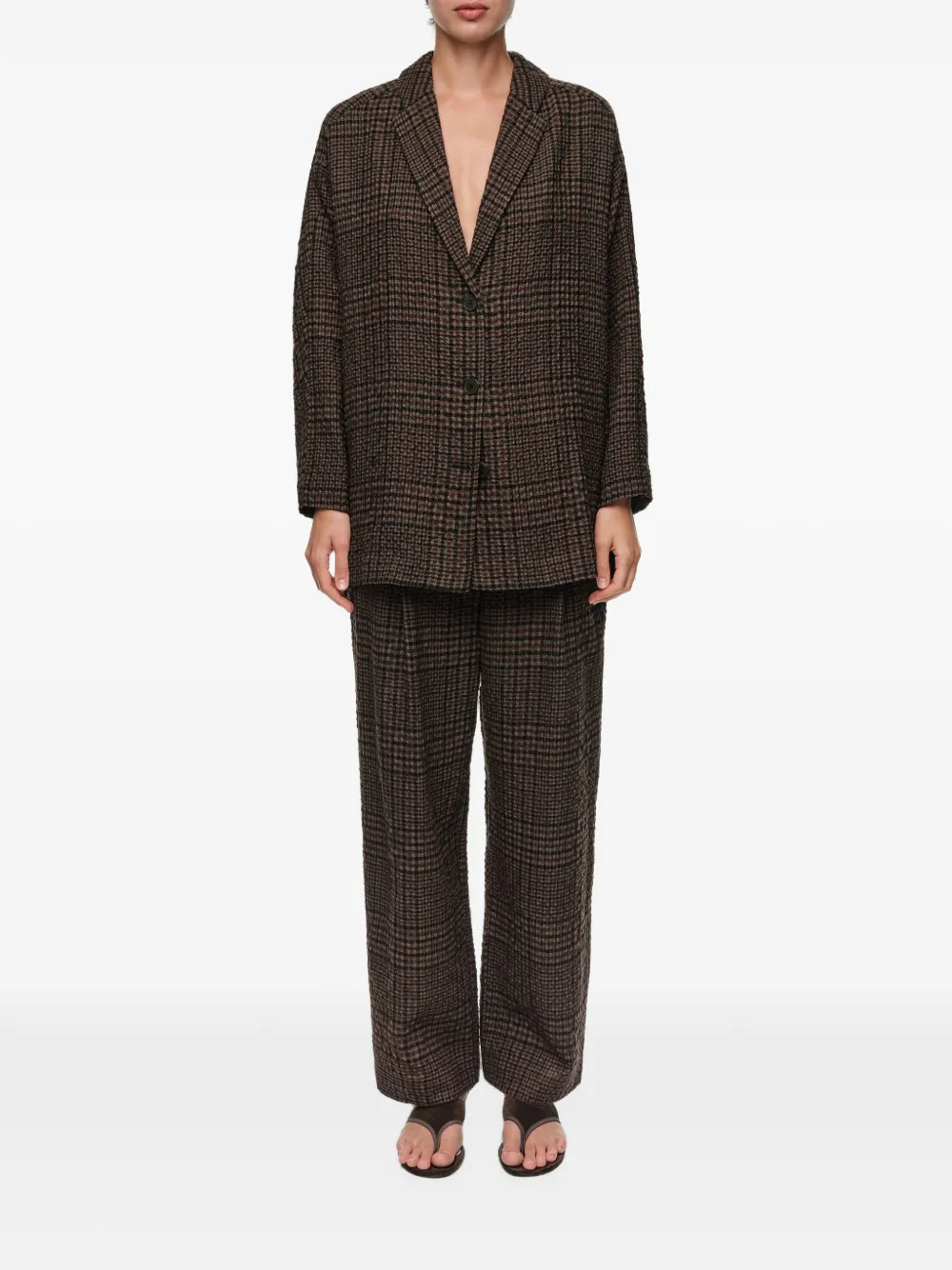 BIMBA Y LOLA Recht getailleerde blazer met ruitpatroon Bruin