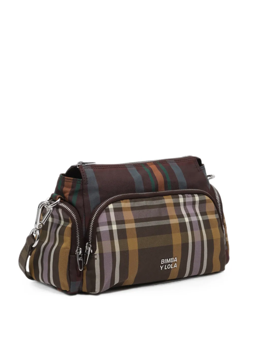 BIMBA Y LOLA small chocolate green tartan pocket bag
