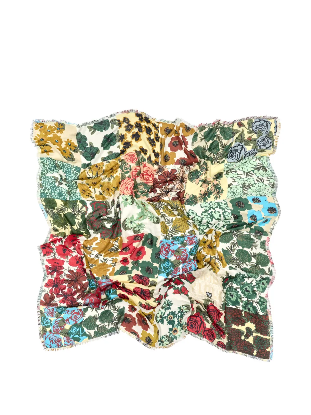 BIMBA Y LOLA Sjaal met patchwork en bloemen Groen