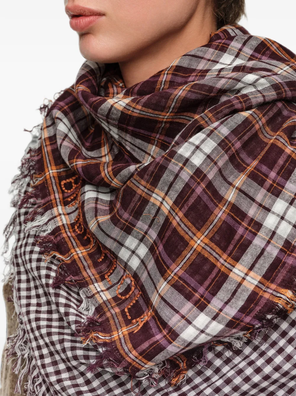 BIMBA Y LOLA Sjaal met tartan afwerking Paars