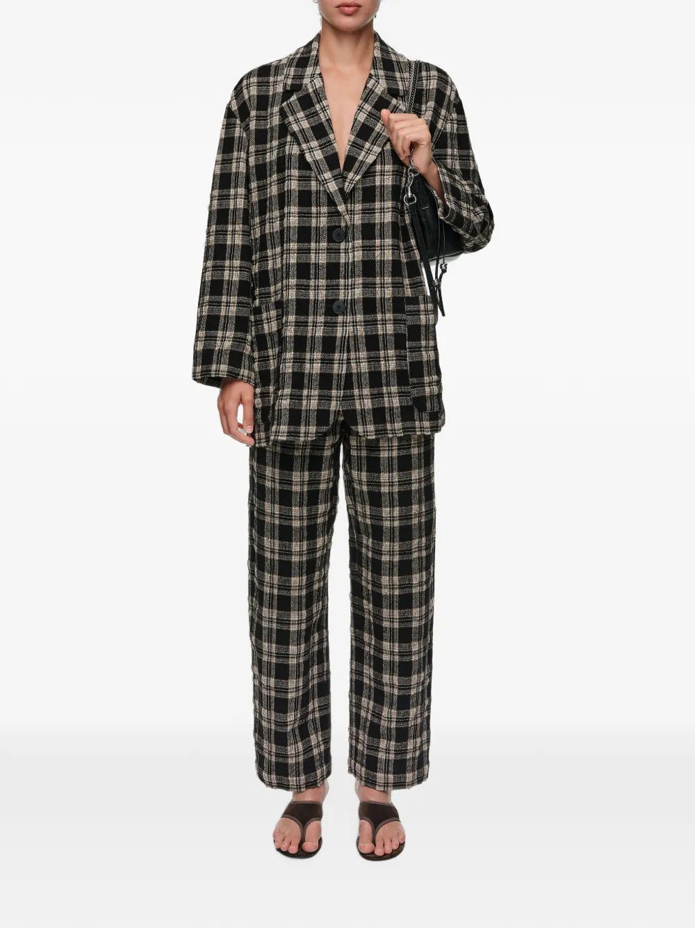 BIMBA Y LOLA Geruite broek met barrelpijpen Zwart
