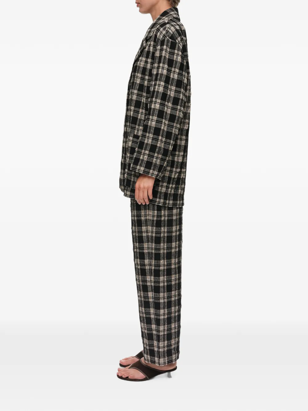 BIMBA Y LOLA Geruite broek met barrelpijpen Zwart