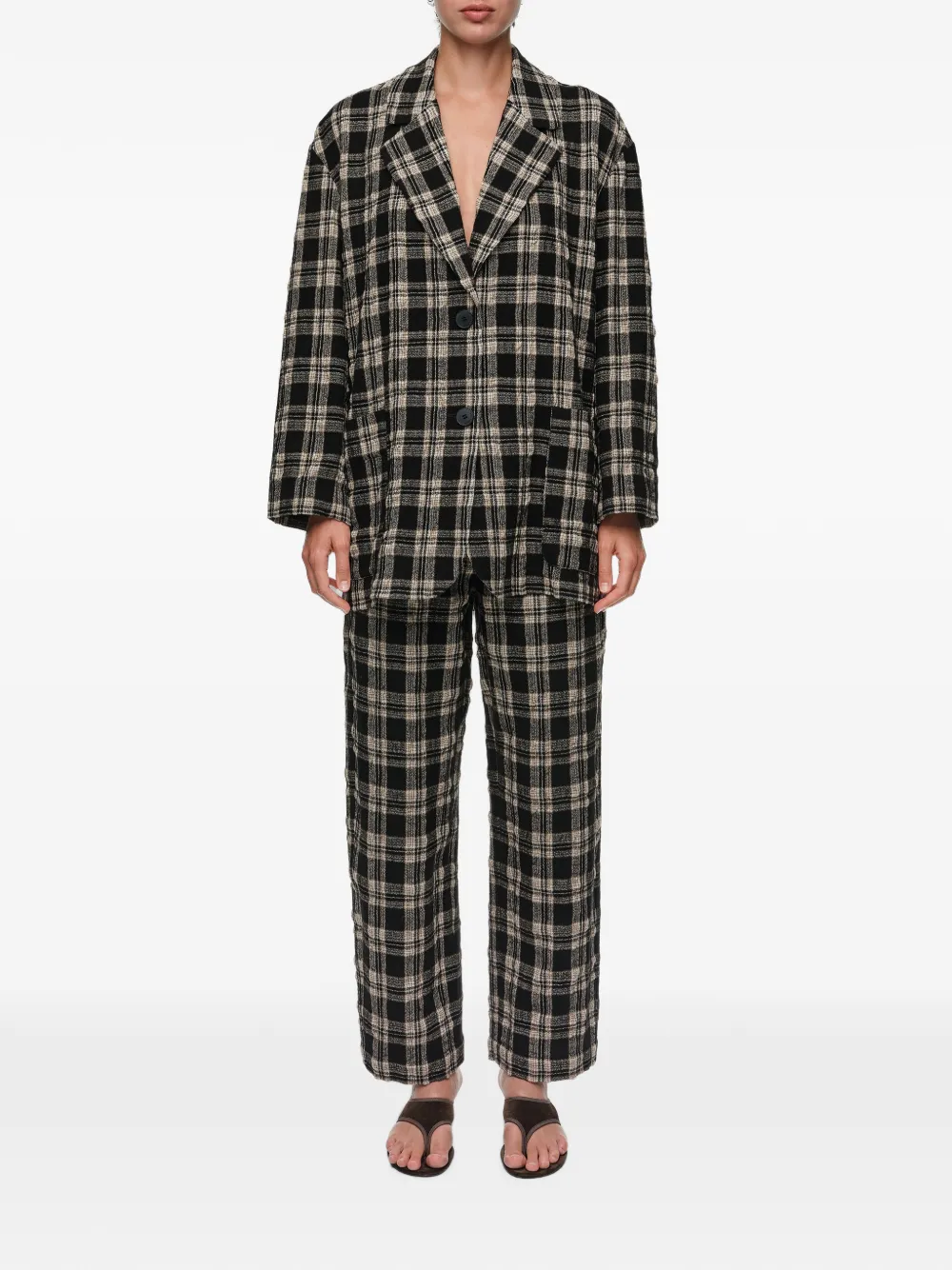 BIMBA Y LOLA Geruite broek met barrelpijpen Zwart