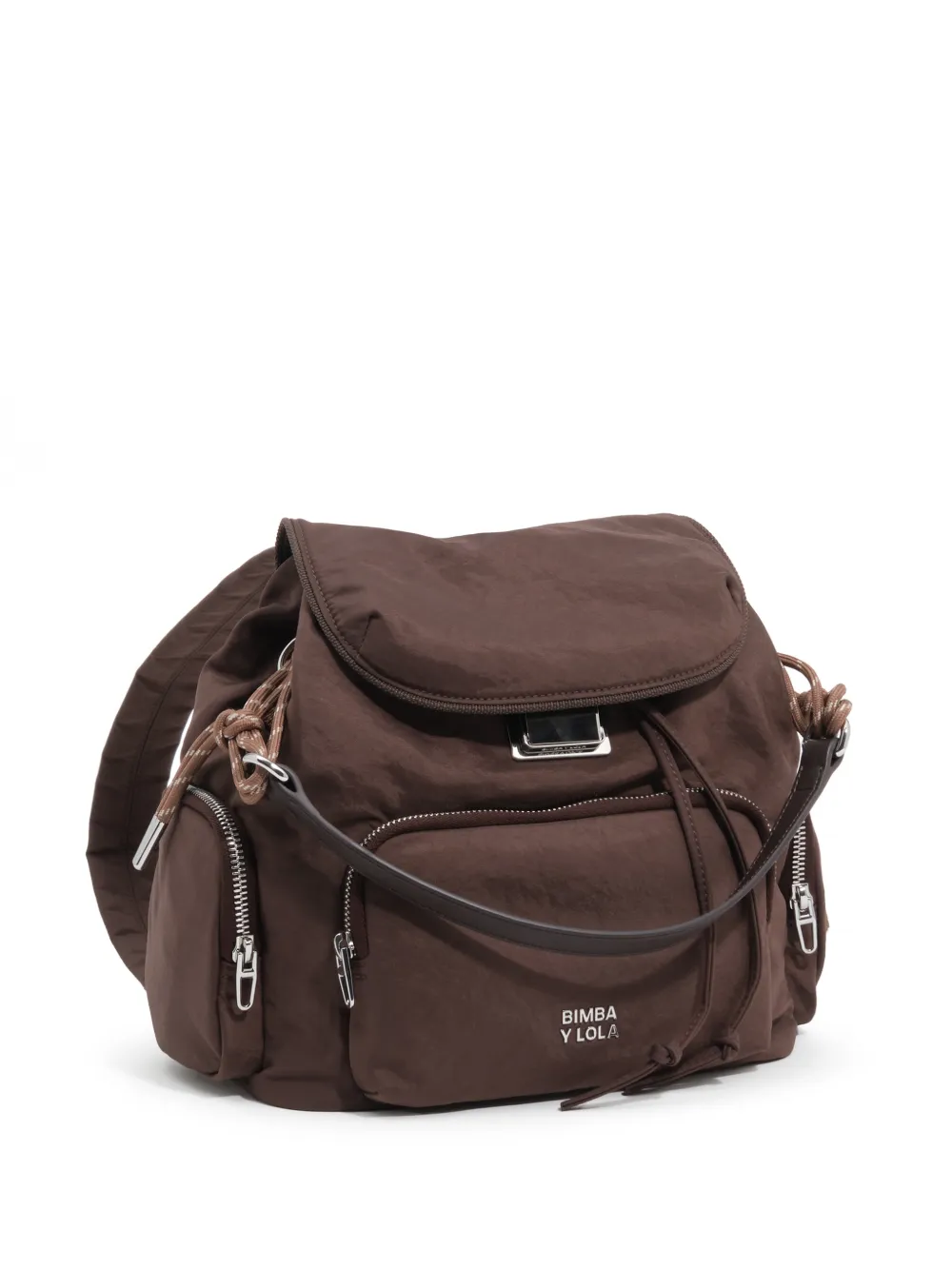 BIMBA Y LOLA large mocha nylon pocket backpack - Marrone