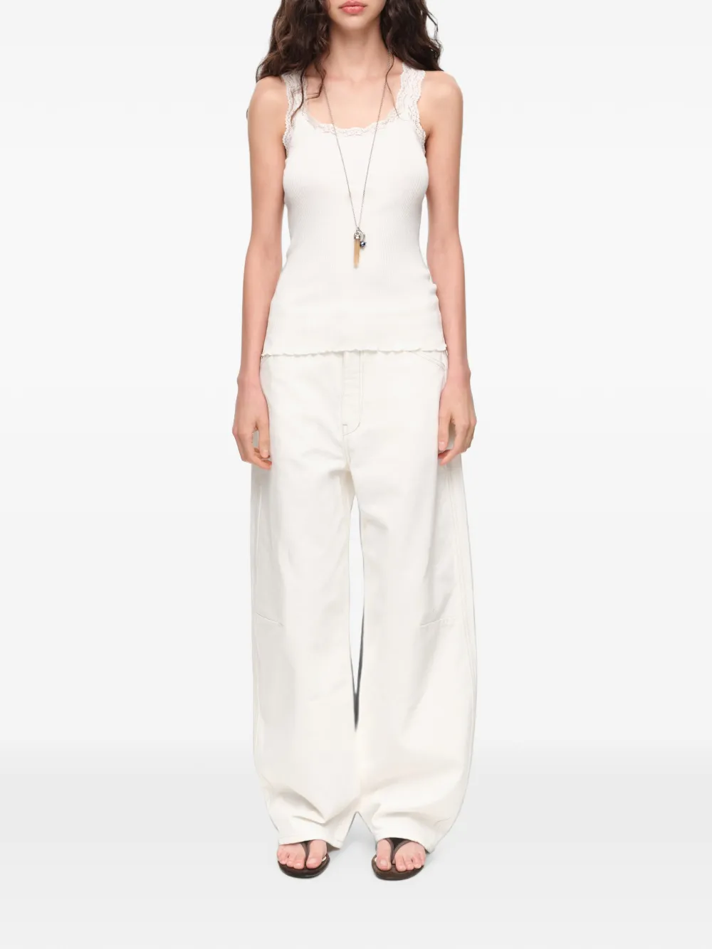 BIMBA Y LOLA Barrel denim broek met 5 zakken Beige
