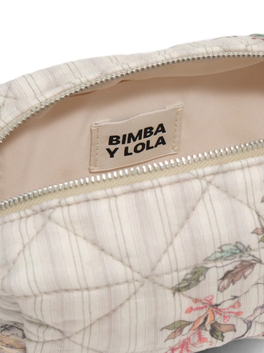 BIMBA Y LOLA Kleine Romantic Sweet Birds katoenen make-up tas Beige