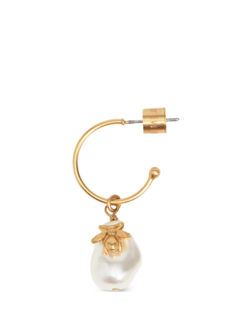 BIMBA Y LOLA medium gold bee and pearl hoop earrings - Oro