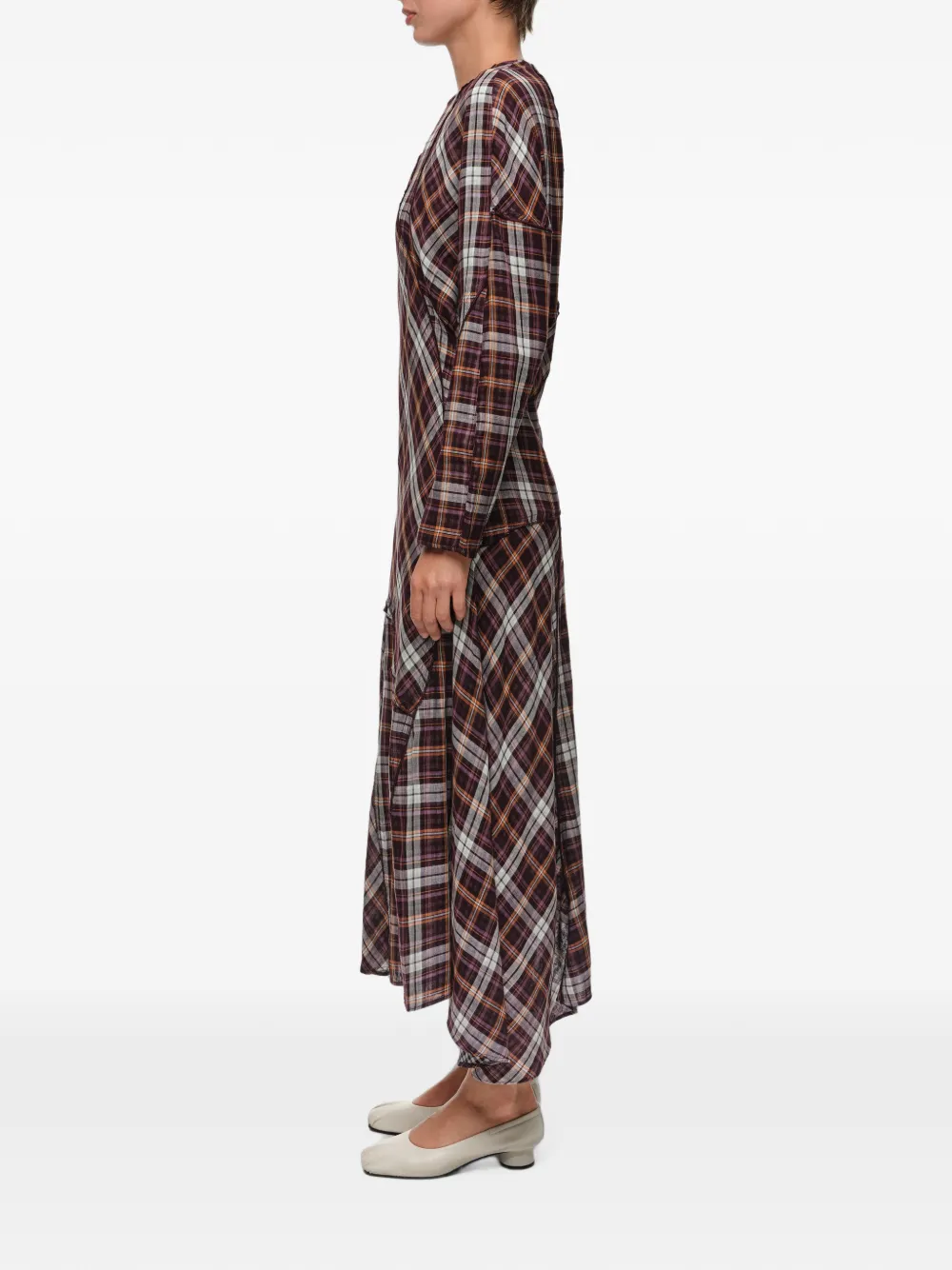 BIMBA Y LOLA Patchworkjurk met ruitpatroon en vleermuismouwen Rood