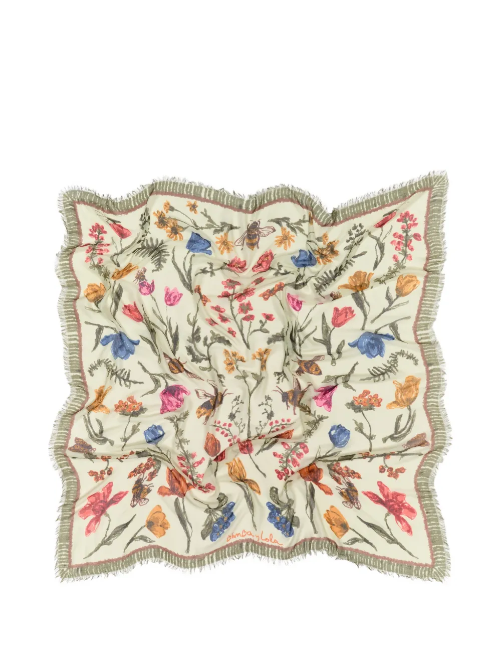 BIMBA Y LOLA Sjaal met bloemen en bijen Beige