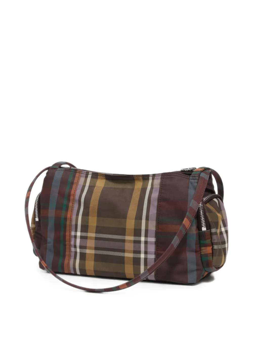 BIMBA Y LOLA Grote schoudertas met tartan-ruit en zak Bruin