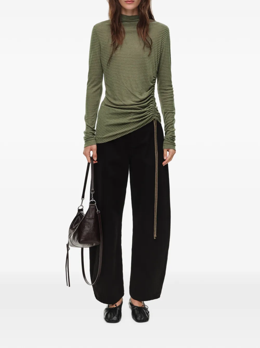 BIMBA Y LOLA Gestreept T-shirt met ruches Groen