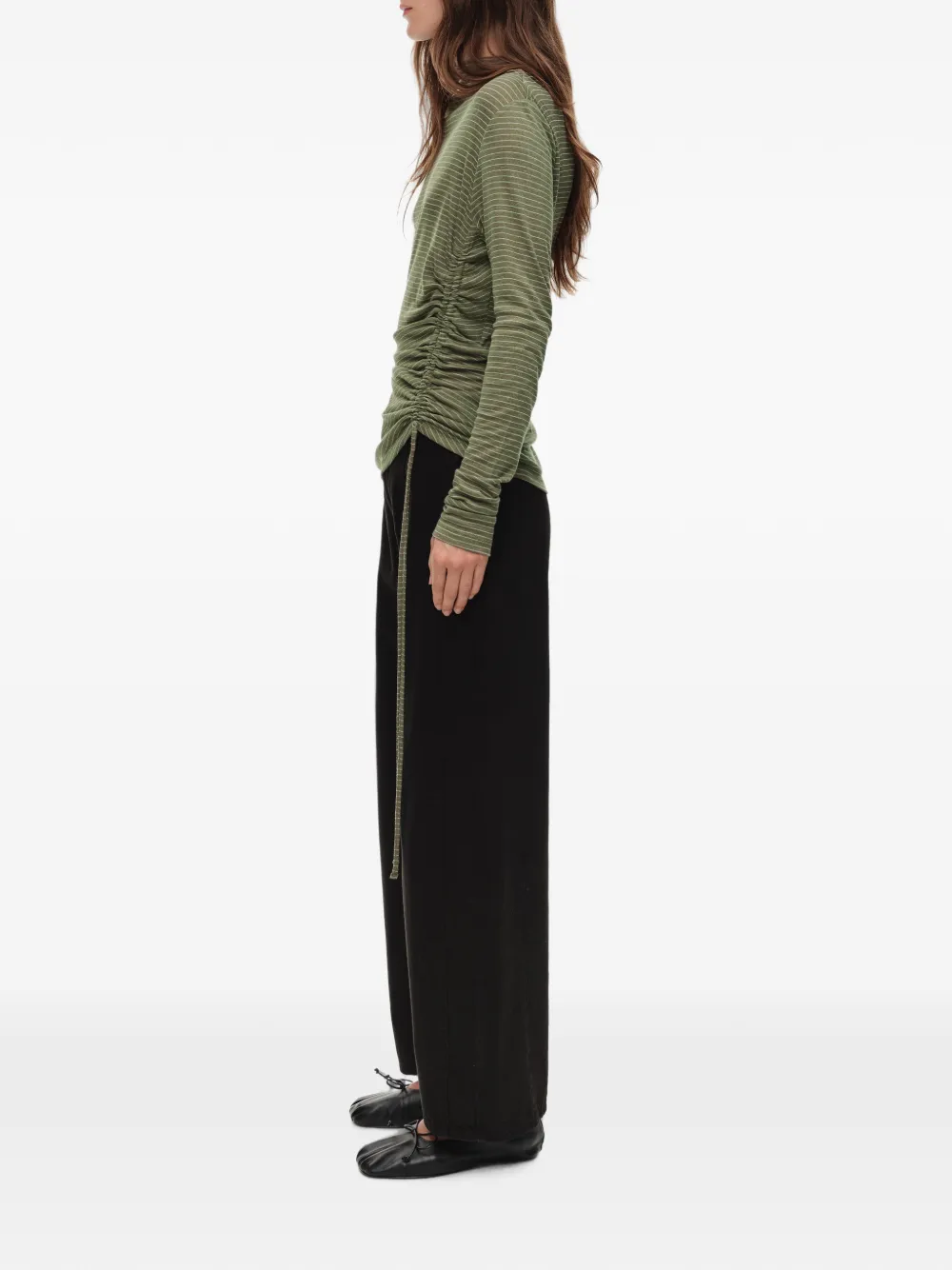 BIMBA Y LOLA Gestreept T-shirt met ruches Groen