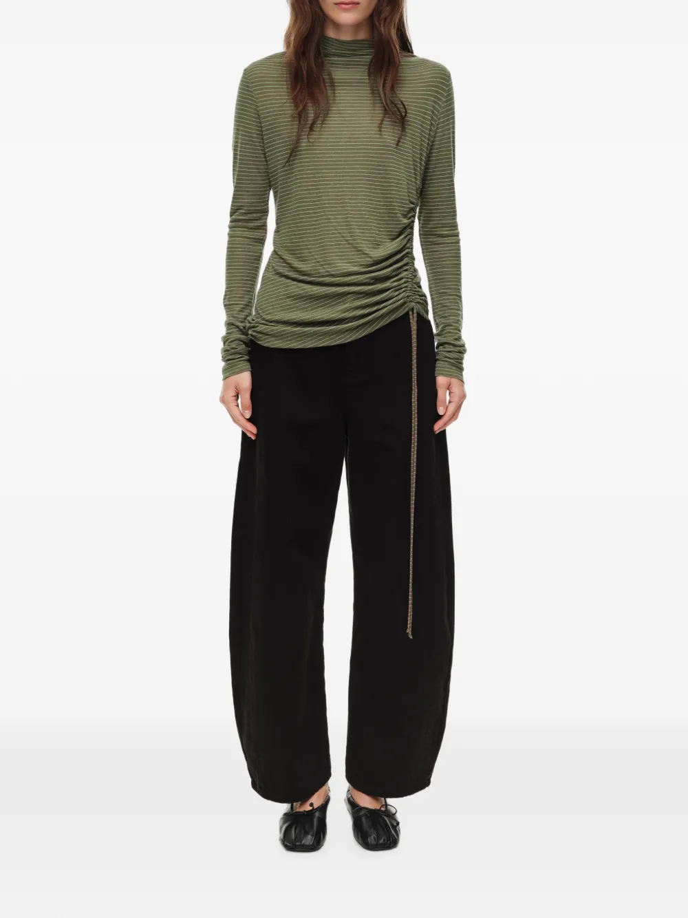 BIMBA Y LOLA Gestreept T-shirt met ruches Groen