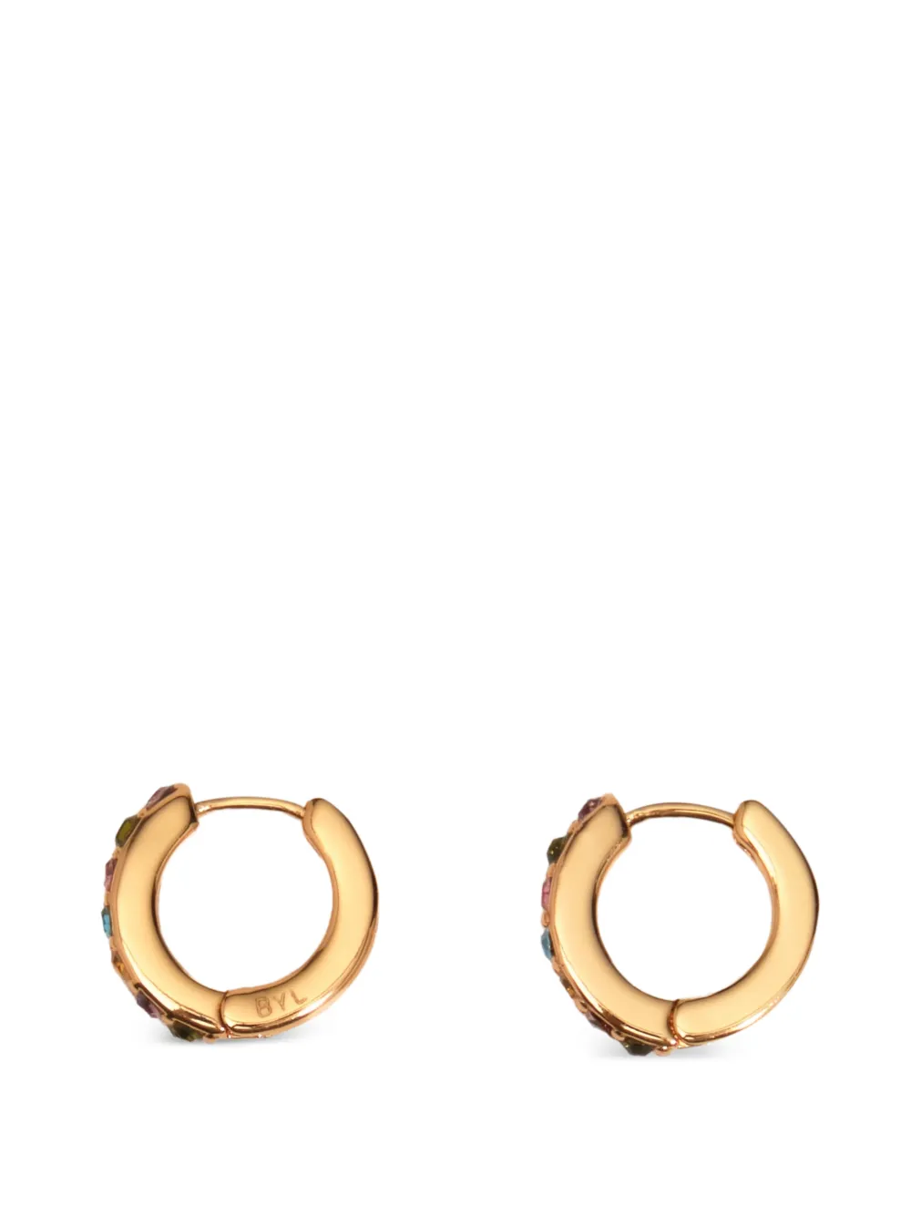BIMBA Y LOLA gold mini hoop earrings with multicolor crystals - Oro