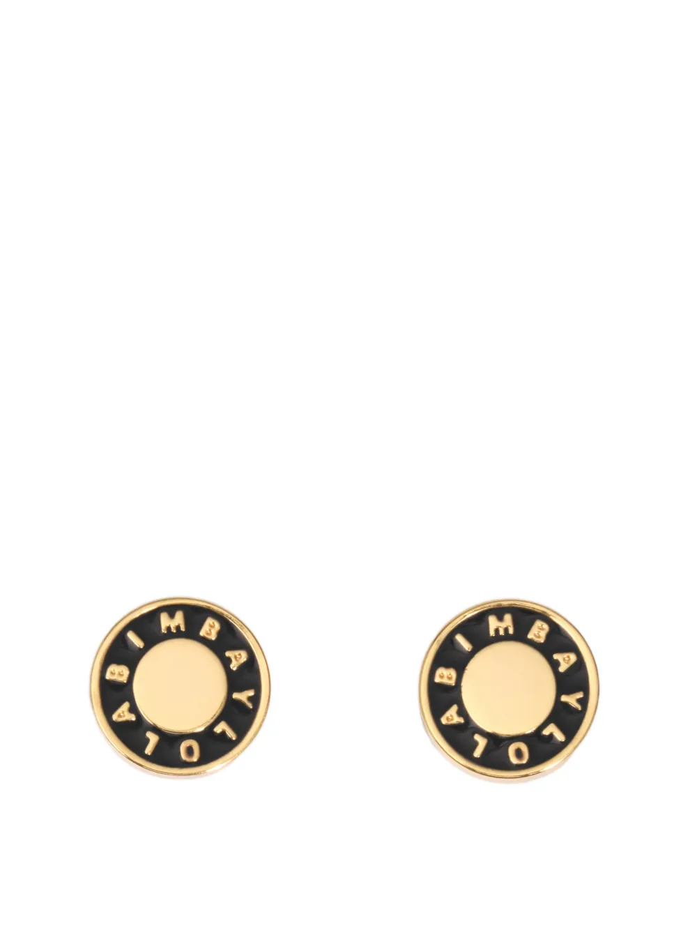 BIMBA Y LOLA black enamel logo earrings - Oro
