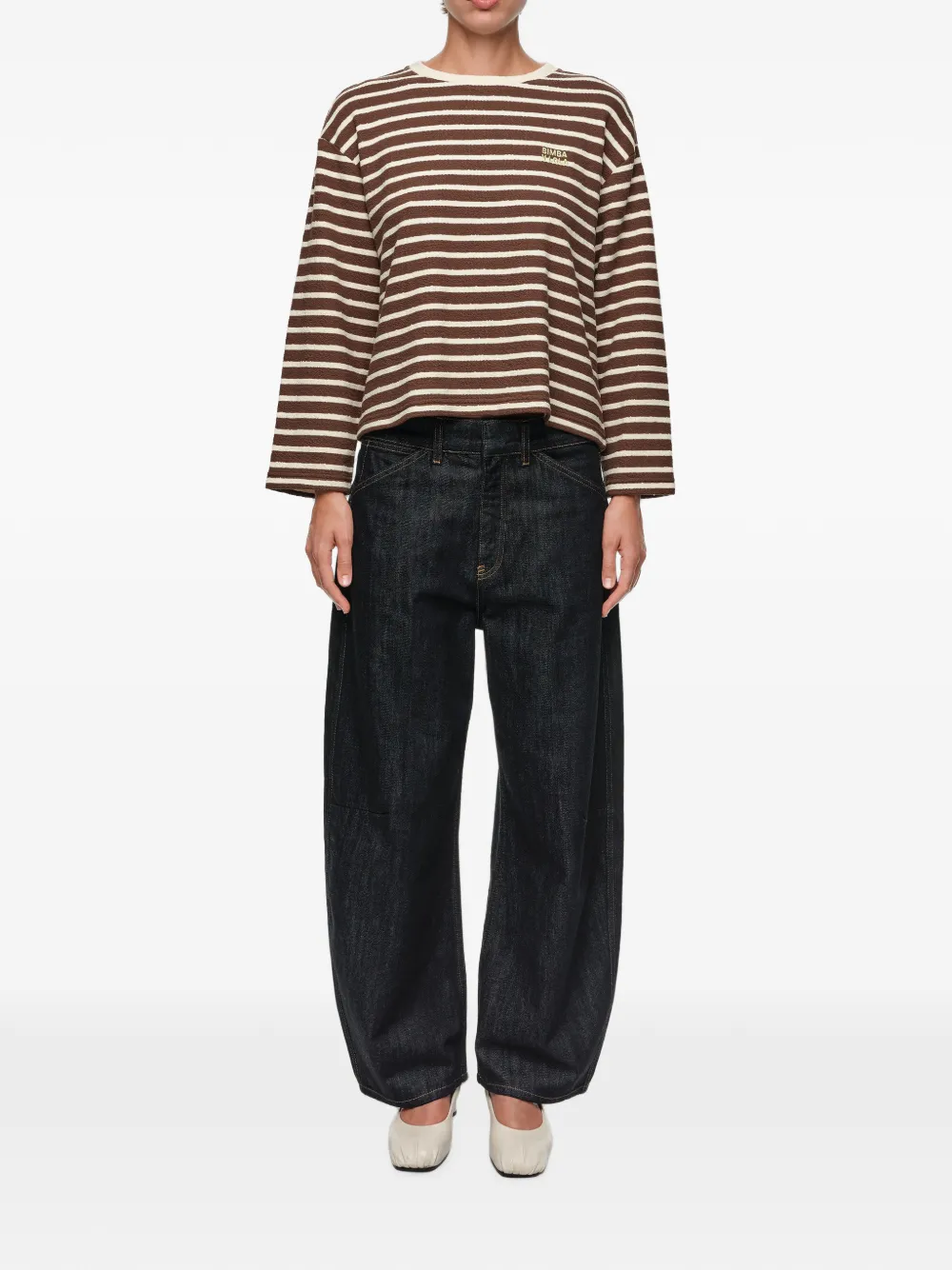 BIMBA Y LOLA Gestreept T-shirt met lange mouwen Bruin