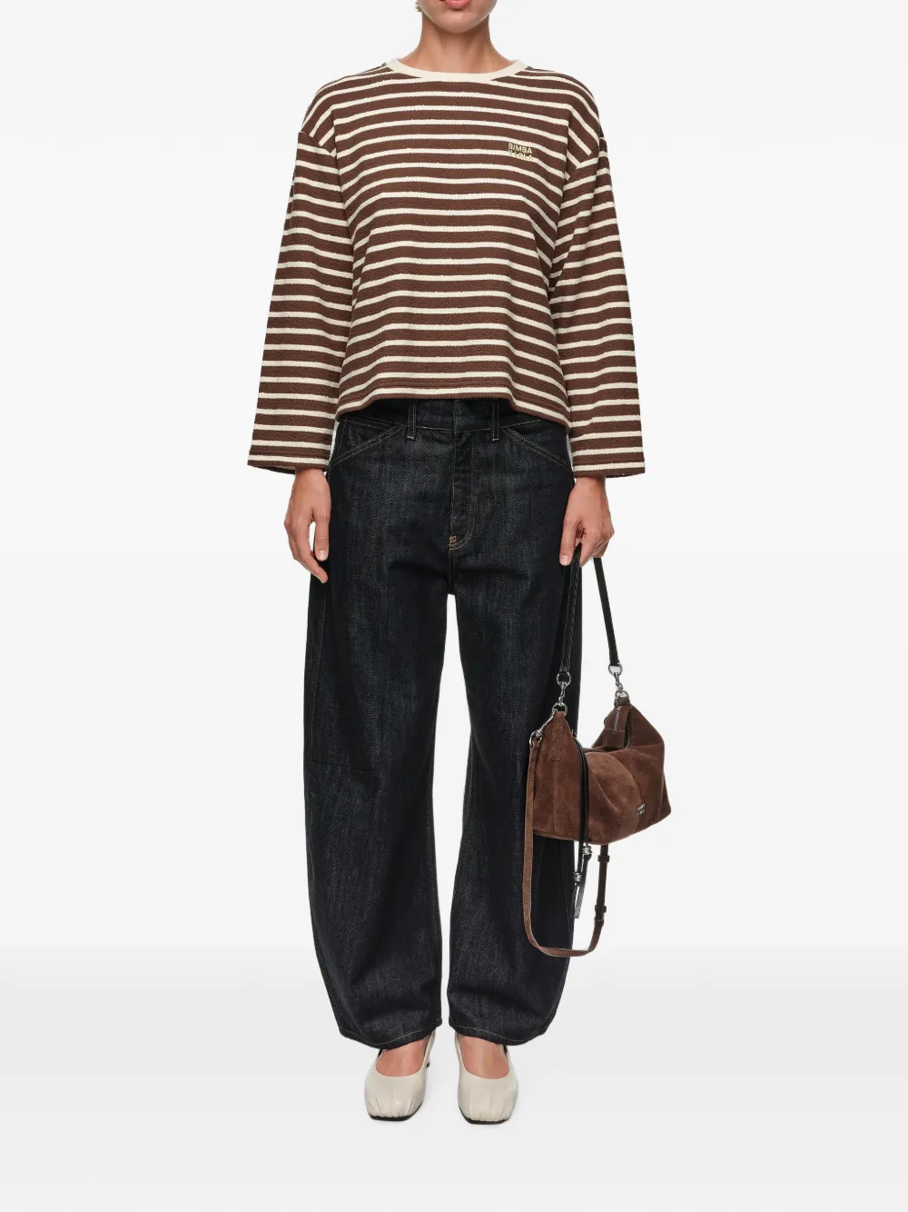 BIMBA Y LOLA Gestreept T-shirt met lange mouwen Bruin