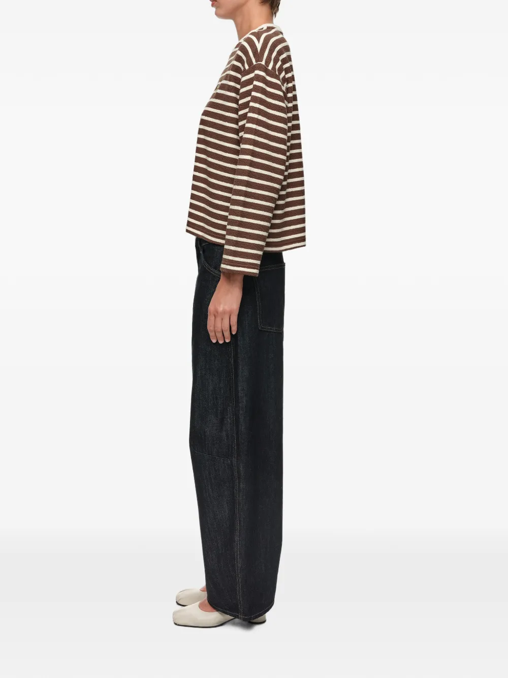 BIMBA Y LOLA Gestreept T-shirt met lange mouwen Bruin