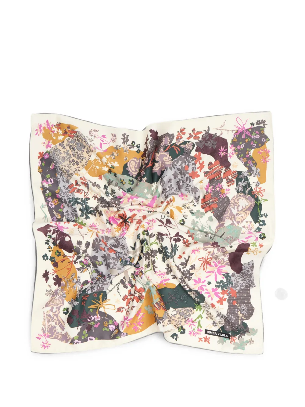 BIMBA Y LOLA Sjaalbedel met bloemenfragmenten Beige
