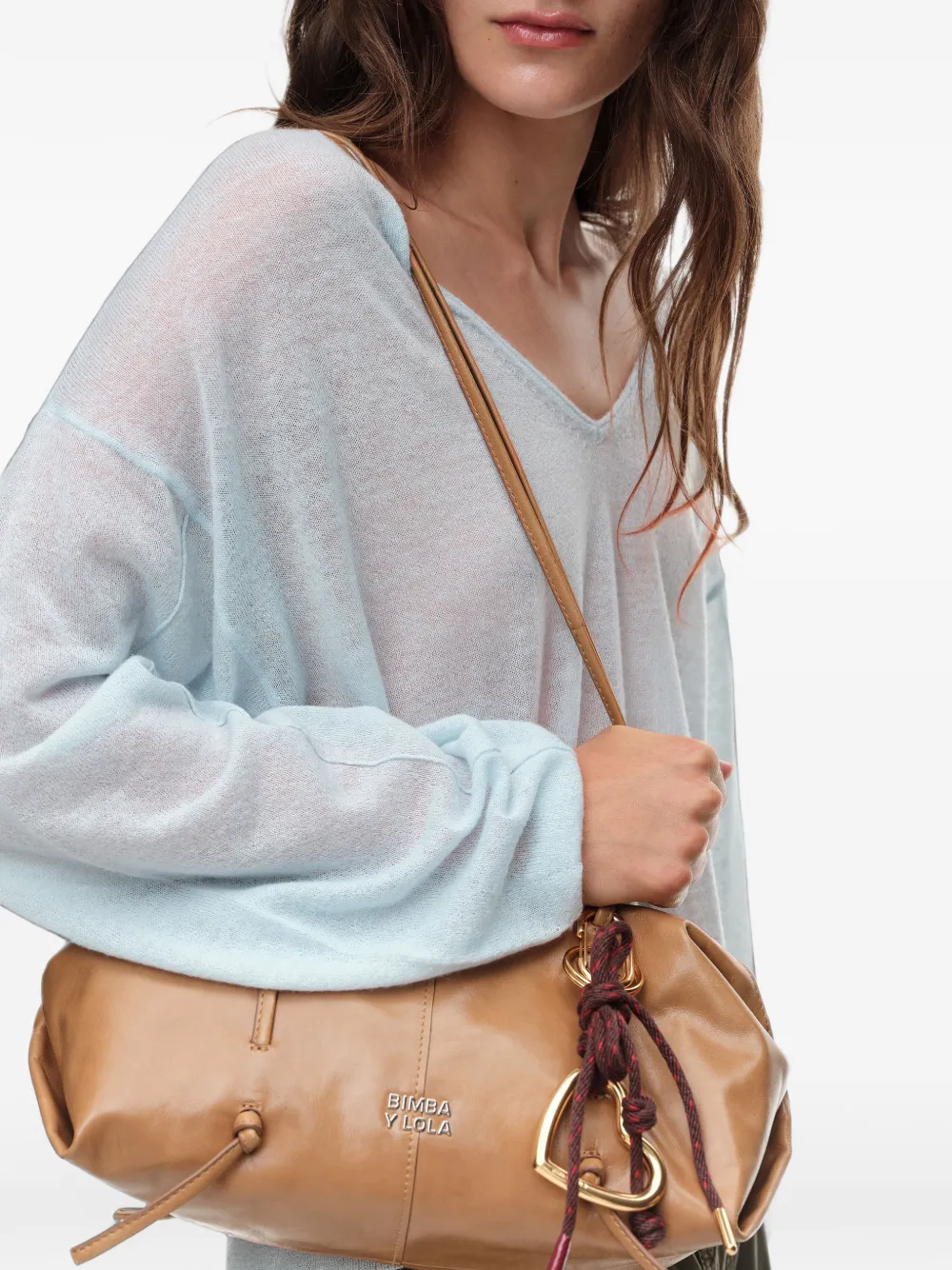 BIMBA Y LOLA Sleutelhanger met hart en koord Bruin