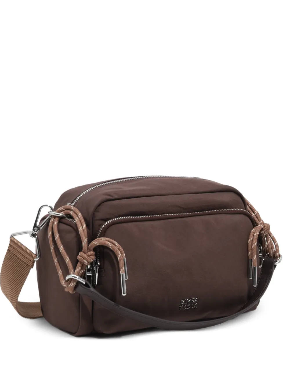 BIMBA Y LOLA large mocha nylon Pocket crossbody bag - Marrone