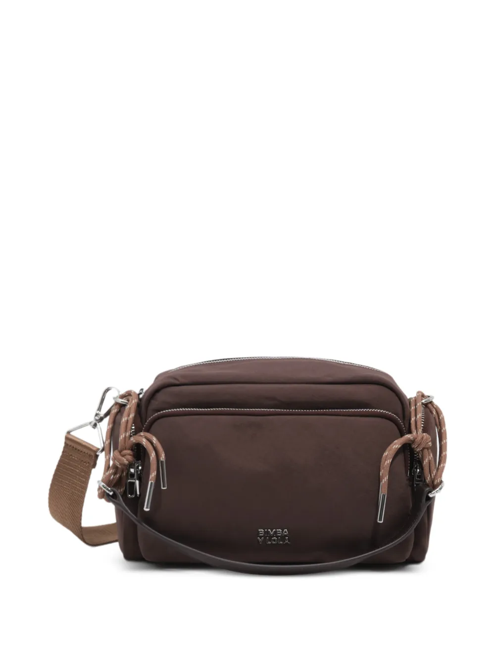 BIMBA Y LOLA large mocha nylon Pocket crossbody bag - Marrone