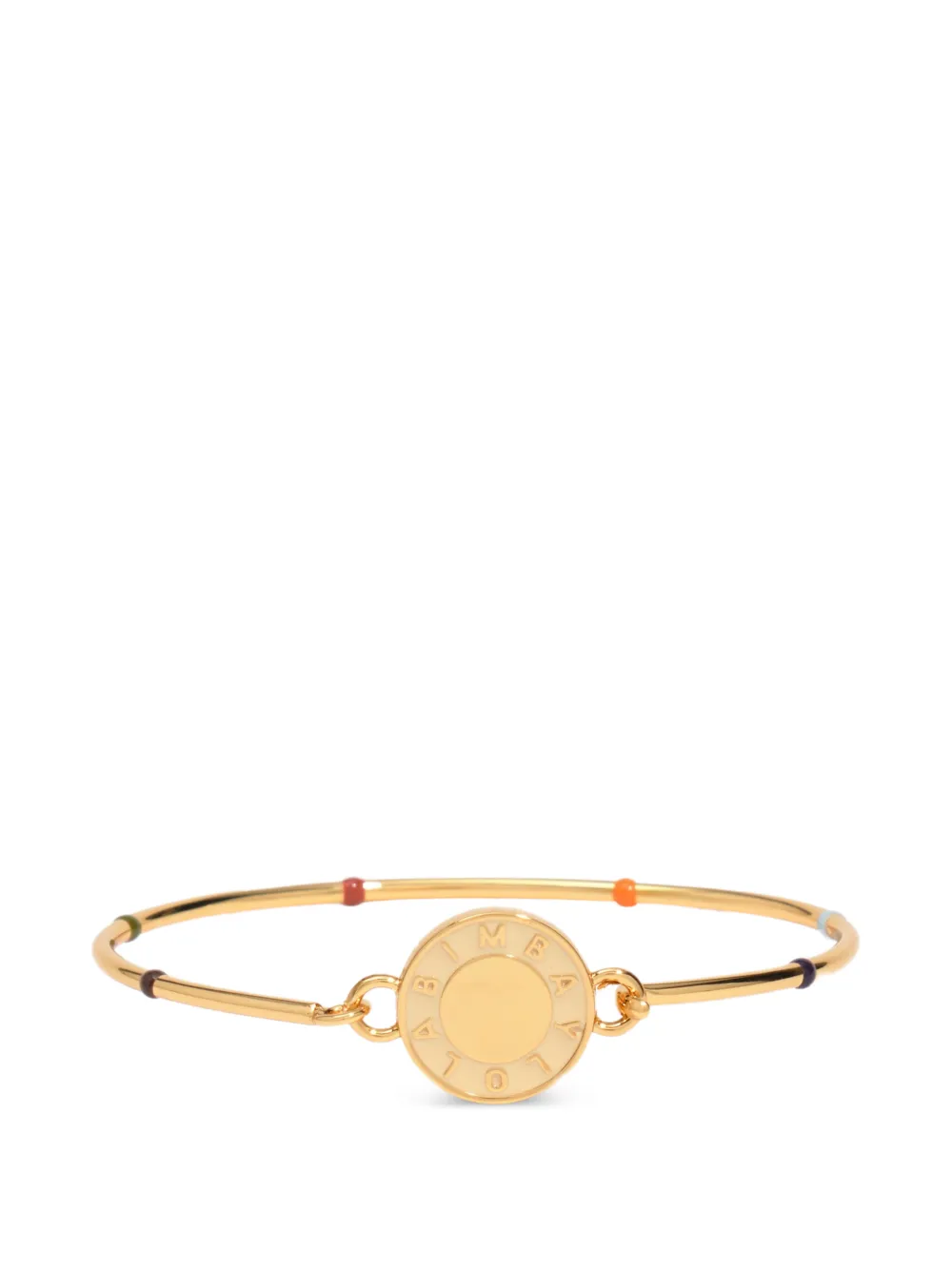 BIMBA Y LOLA rigid bracelet with ivory enamel logo and multicolor dots - Oro
