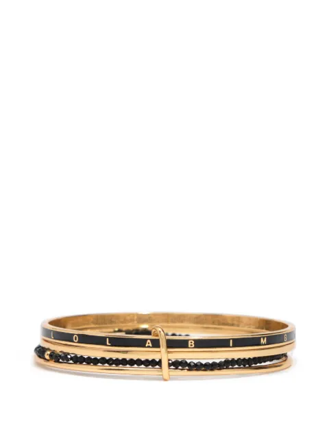 BIMBA Y LOLA bracelet with gold metal bands crystals and black logo