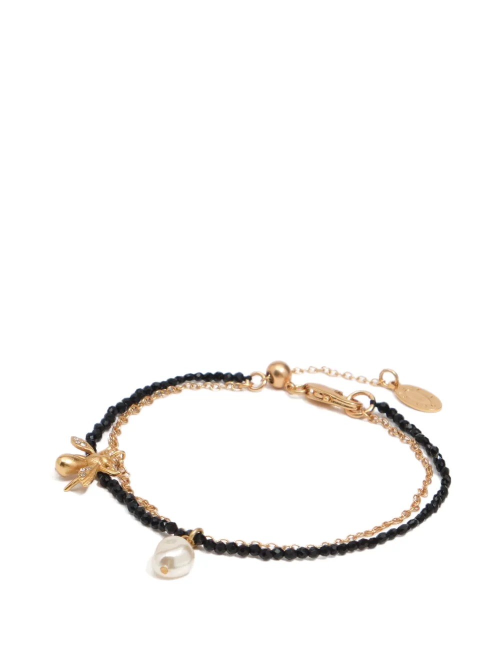 BIMBA Y LOLA Bienenarmband mit goldfarbenen, schwarzen Kristallen