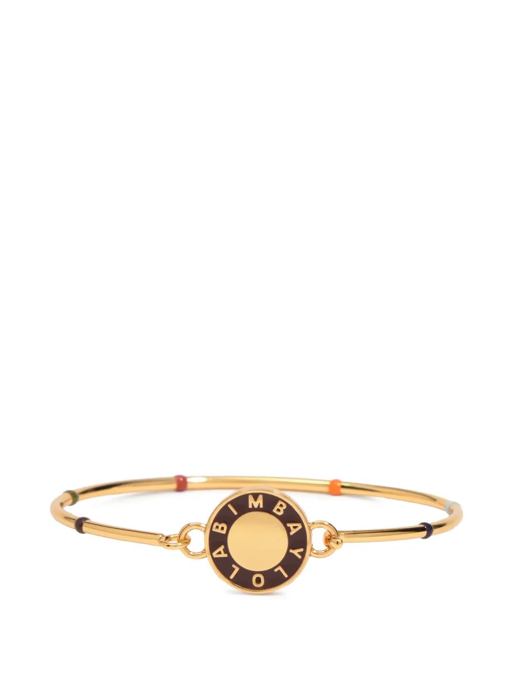 BIMBA Y LOLA rigid bracelet with brown enamel logo and multicolor dots - Oro