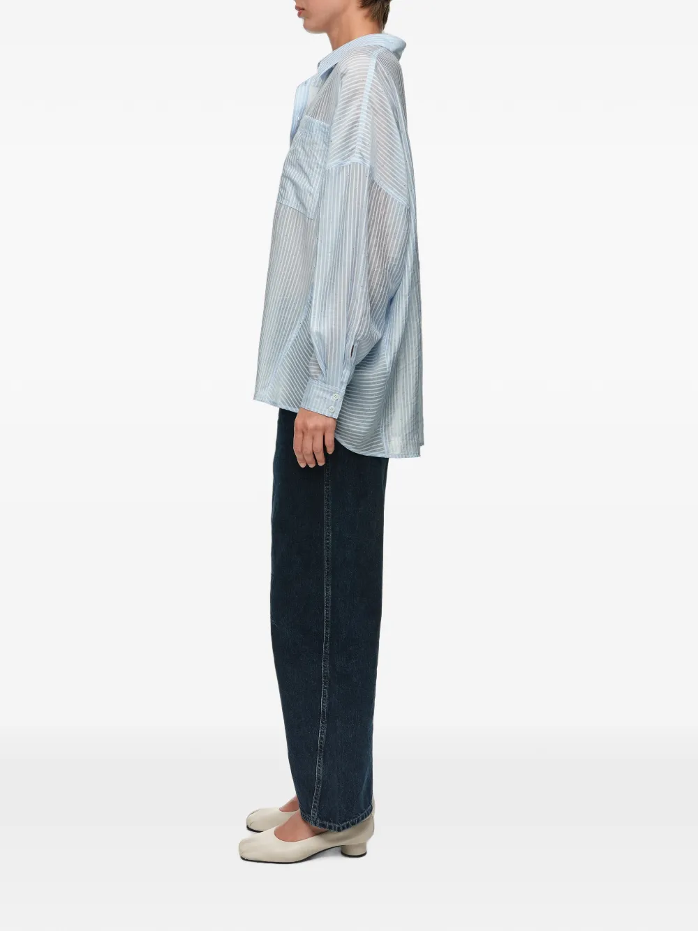 BIMBA Y LOLA Gestreepte oversized blouse met mini-studs Blauw