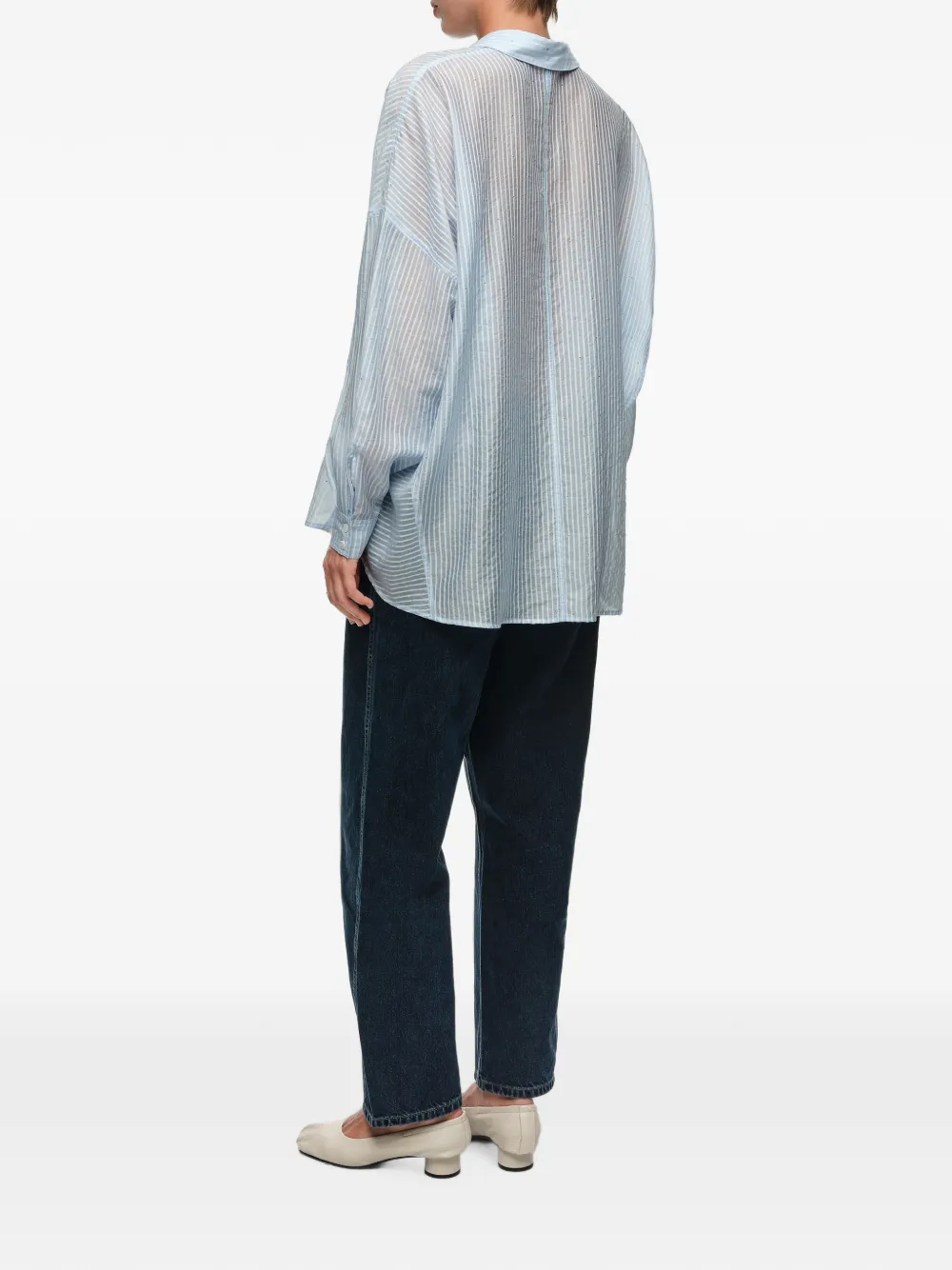BIMBA Y LOLA Gestreepte oversized blouse met mini-studs Blauw