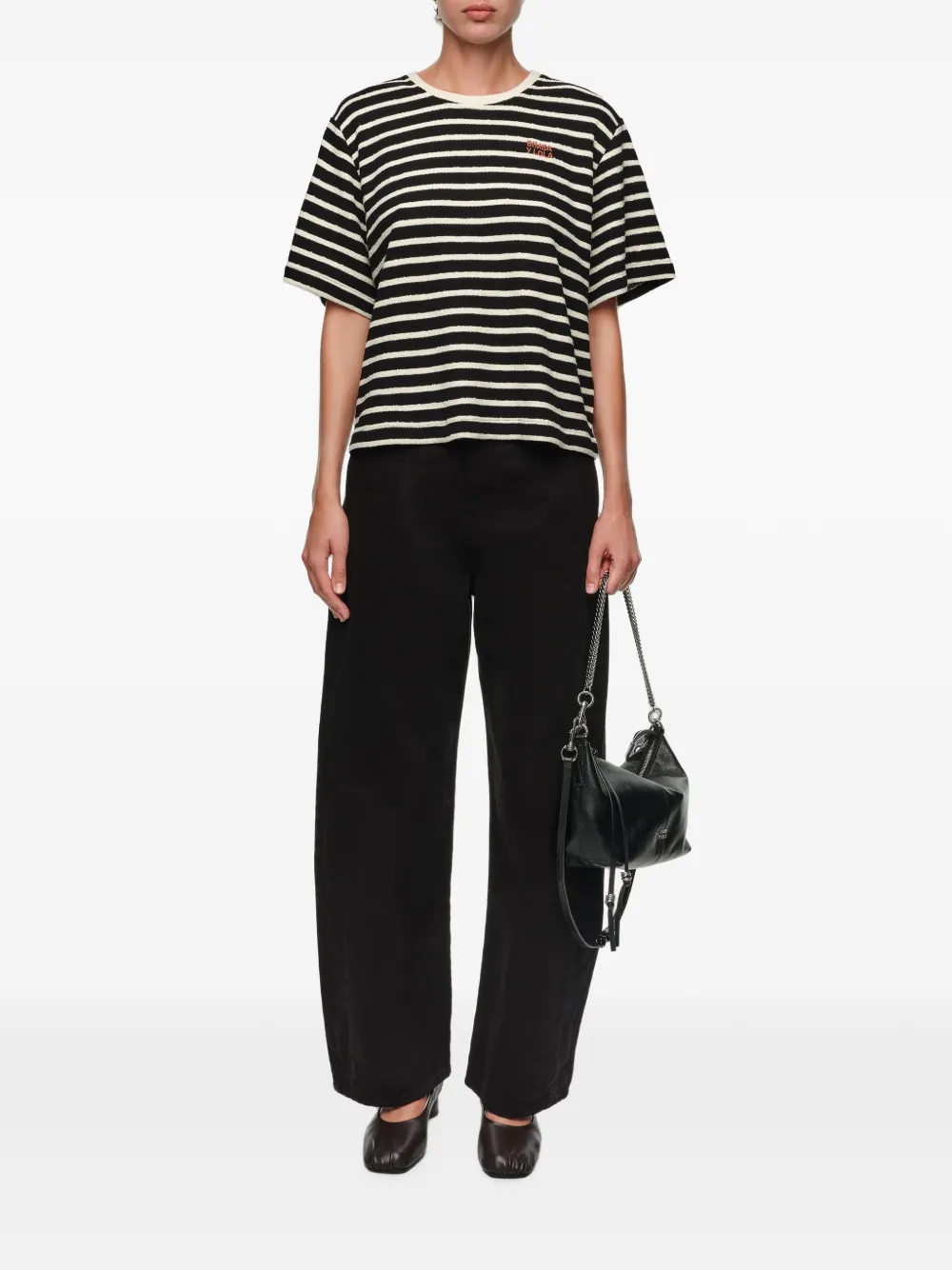 BIMBA Y LOLA Gestreept boxy T-shirt Zwart
