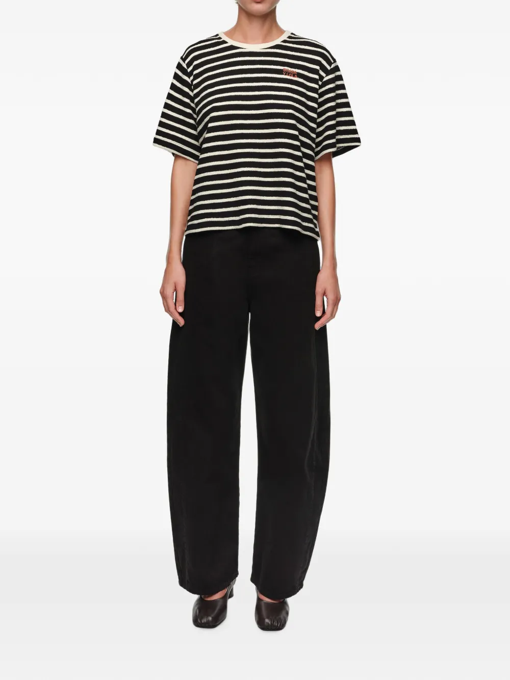 BIMBA Y LOLA Gestreept boxy T-shirt Zwart