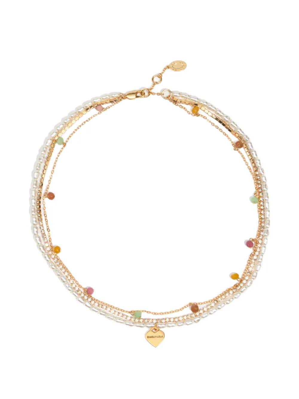 BIMBA Y LOLA Halskette mit Perlen und Herzlogo - Gold