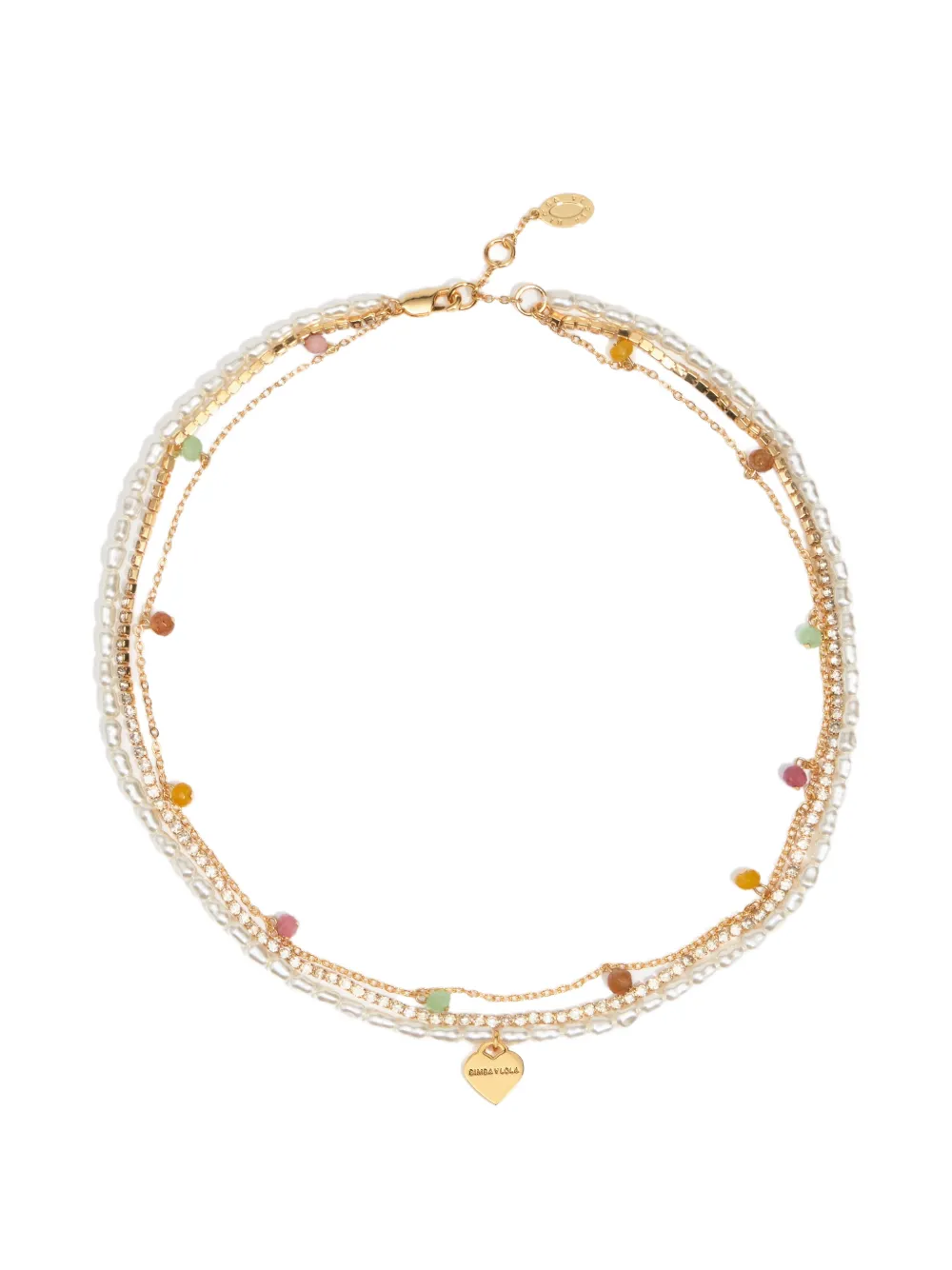 BIMBA Y LOLA Halskette mit Perlen und Herzlogo - Gold