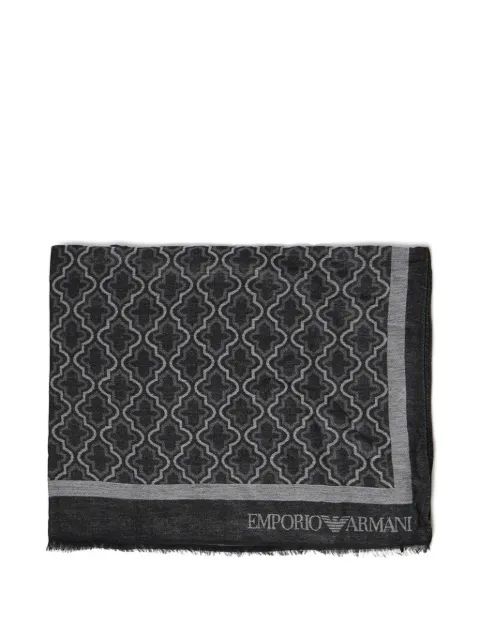 Emporio Armani logo-print fringed scarf