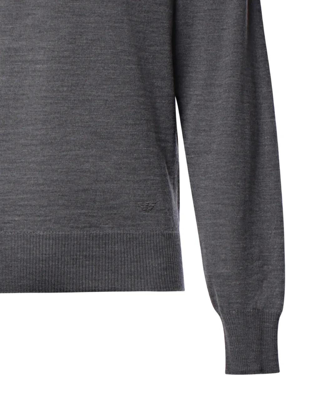 Emporio Armani logo-embroidered fine-knit sweater Grijs