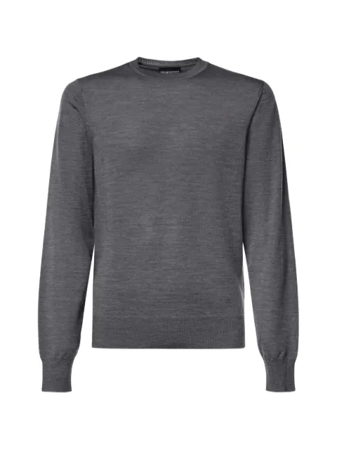 Emporio Armani logo-embroidered fine-knit sweater