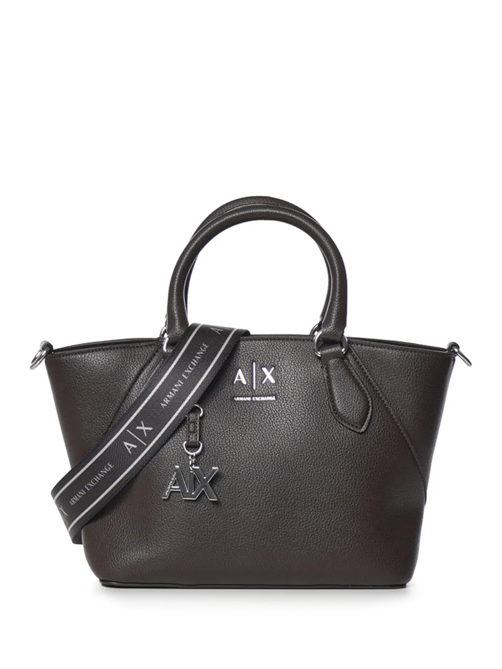 Armani Exchange logo-plaque pebbled tote bag - Marrone