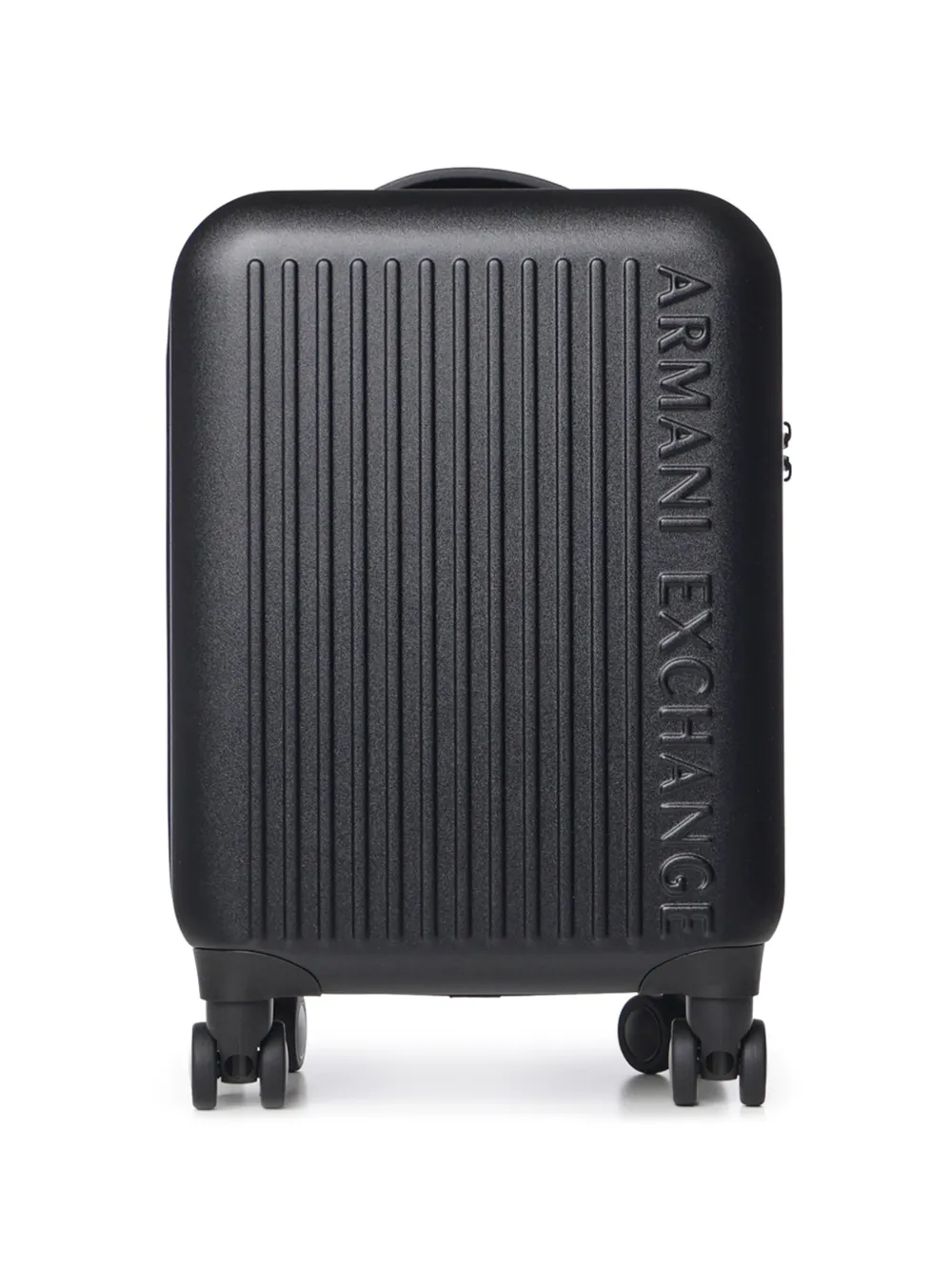 Armani Exchange logo-embossed ridged suitcase - Schwarz