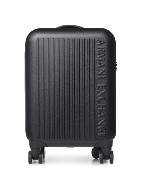 Armani Exchange logo-embossed ridged suitcase
