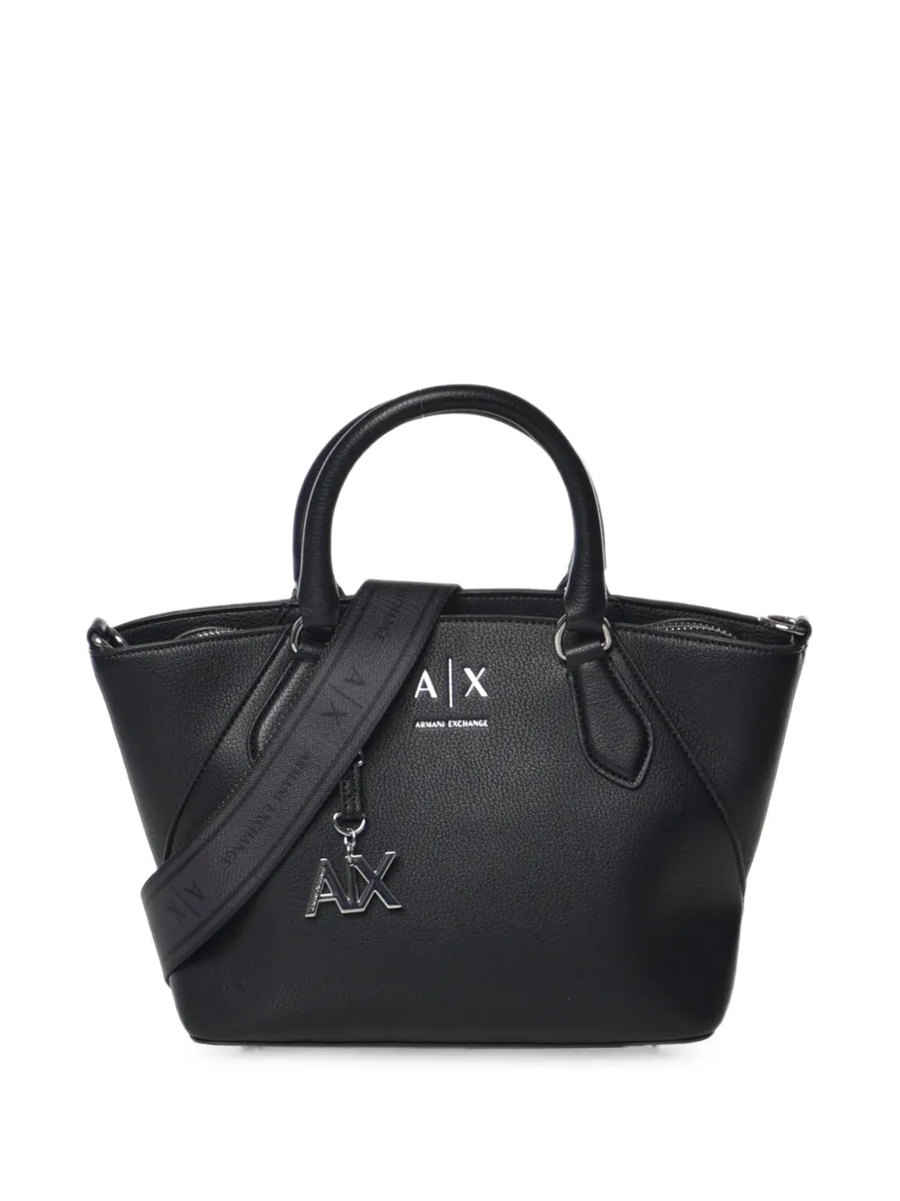 Armani Exchange logo-plaque pebbled tote bag - Noir Armani Exchange logo-plaque pebbled tote bag - Noir