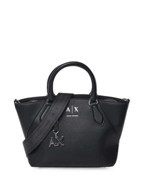 Armani Exchange logo-plaque pebbled tote bag