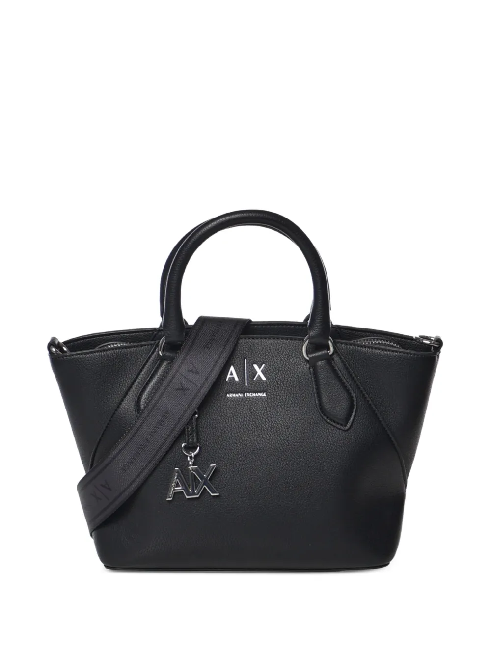 Armani Exchange logo-plaque pebbled tote bag - Nero