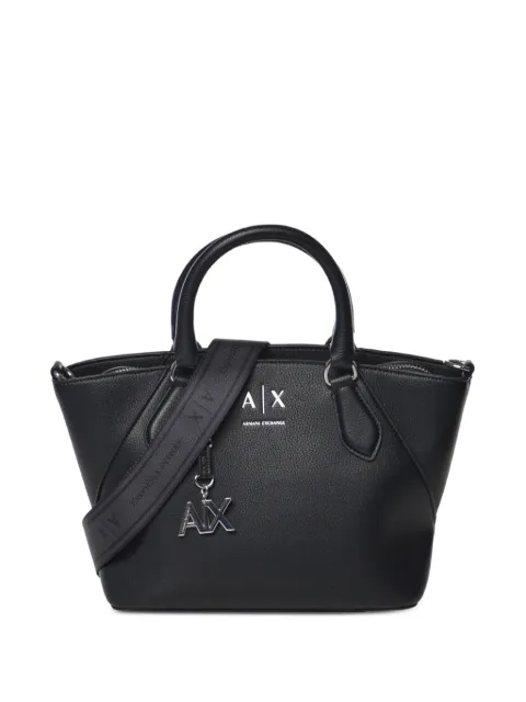 Armani Exchange logo-plaque pebbled tote bag