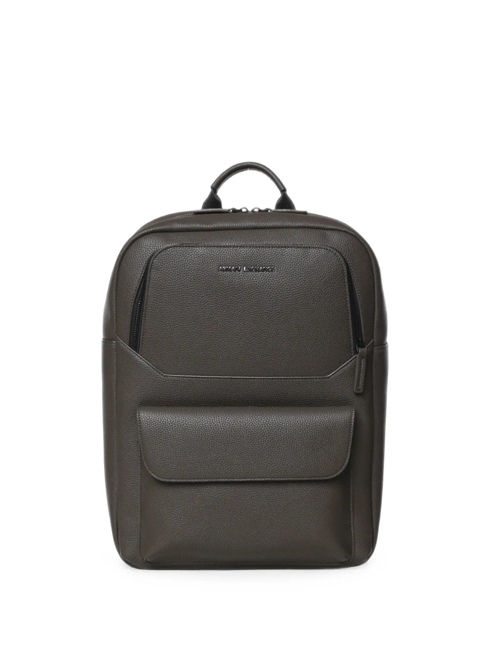 Armani Exchange pebbled-texture logo-plaque backpack - Marrone