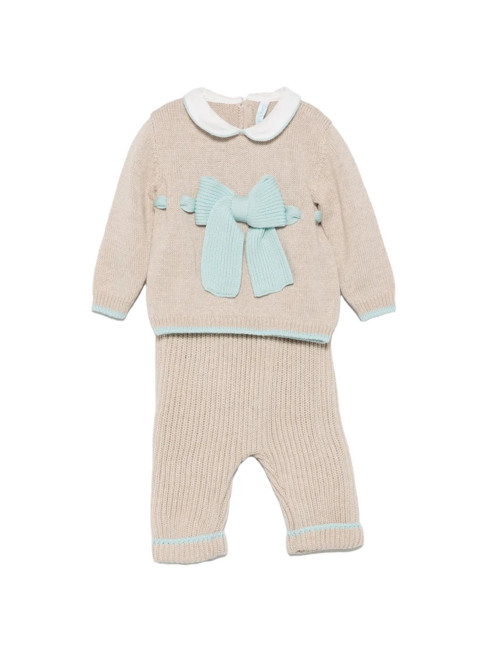 Bébé di Almy Gestricktes Set mit Schleifendetail - Braun