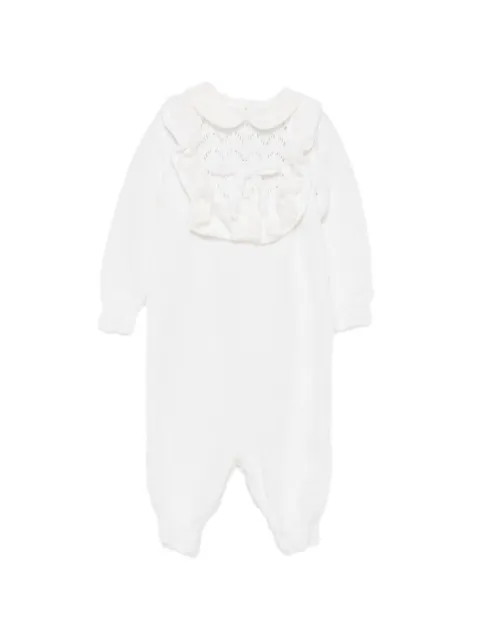 Bébé di Almy ruffle-trimmed pointelle-knit sleepsuit